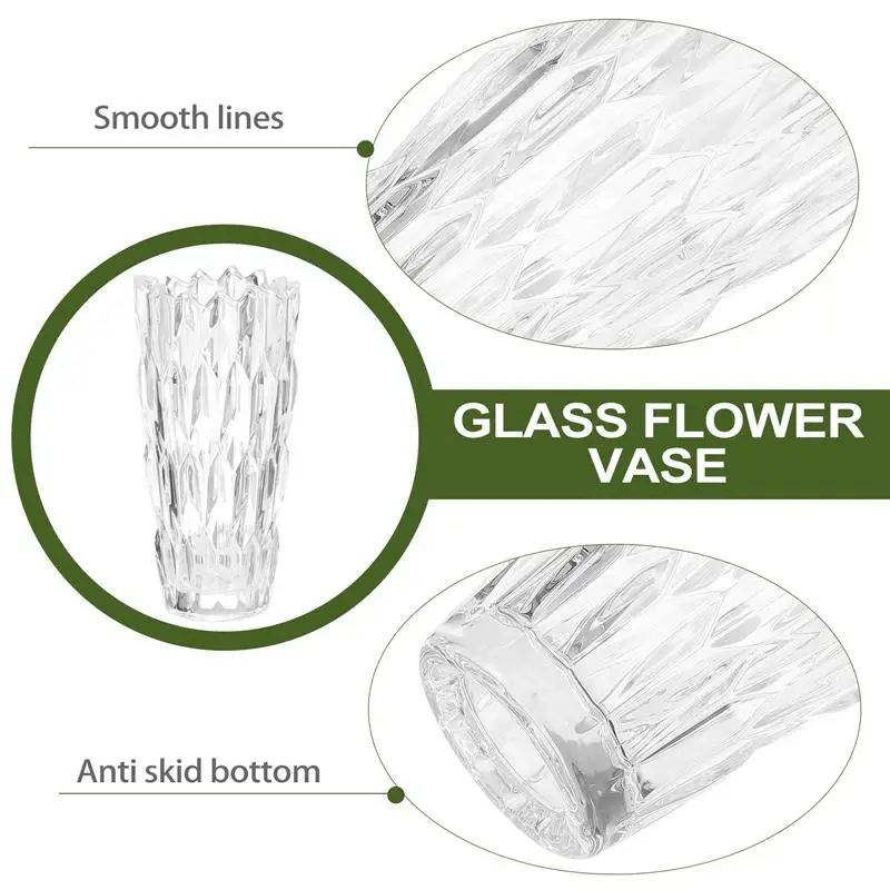 

1pc Glass Flower Vase Modern Clear Thicken Glass Flowerpot Transparent Vase Glass Flower Vase for Office Desktop Home