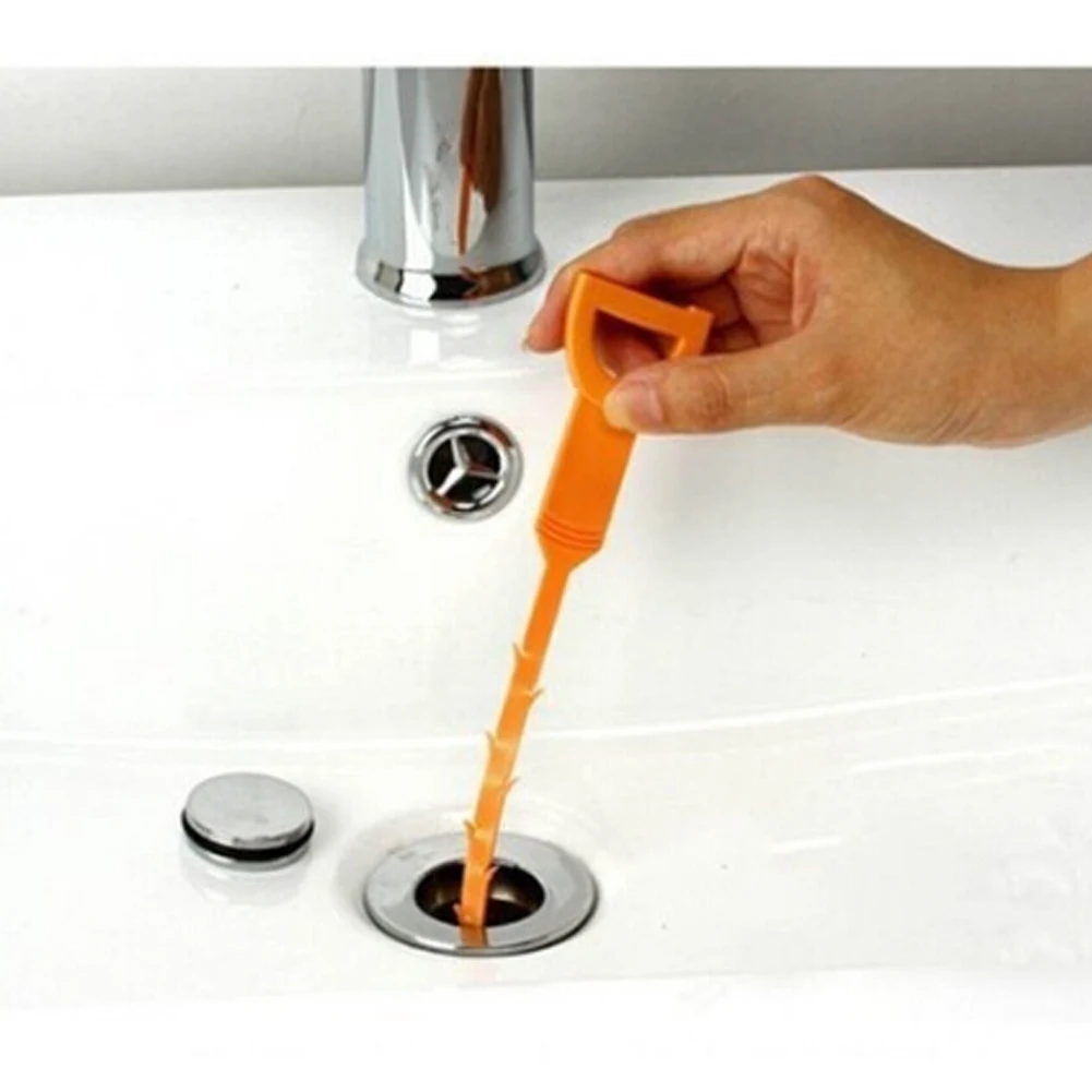 

Bathroom Drain Wig Unblocker Kitchen Sink Bath Hair Cleaner Remover Chain Hook Brush Bathtub Long Hair Clog Removal Chain Hook