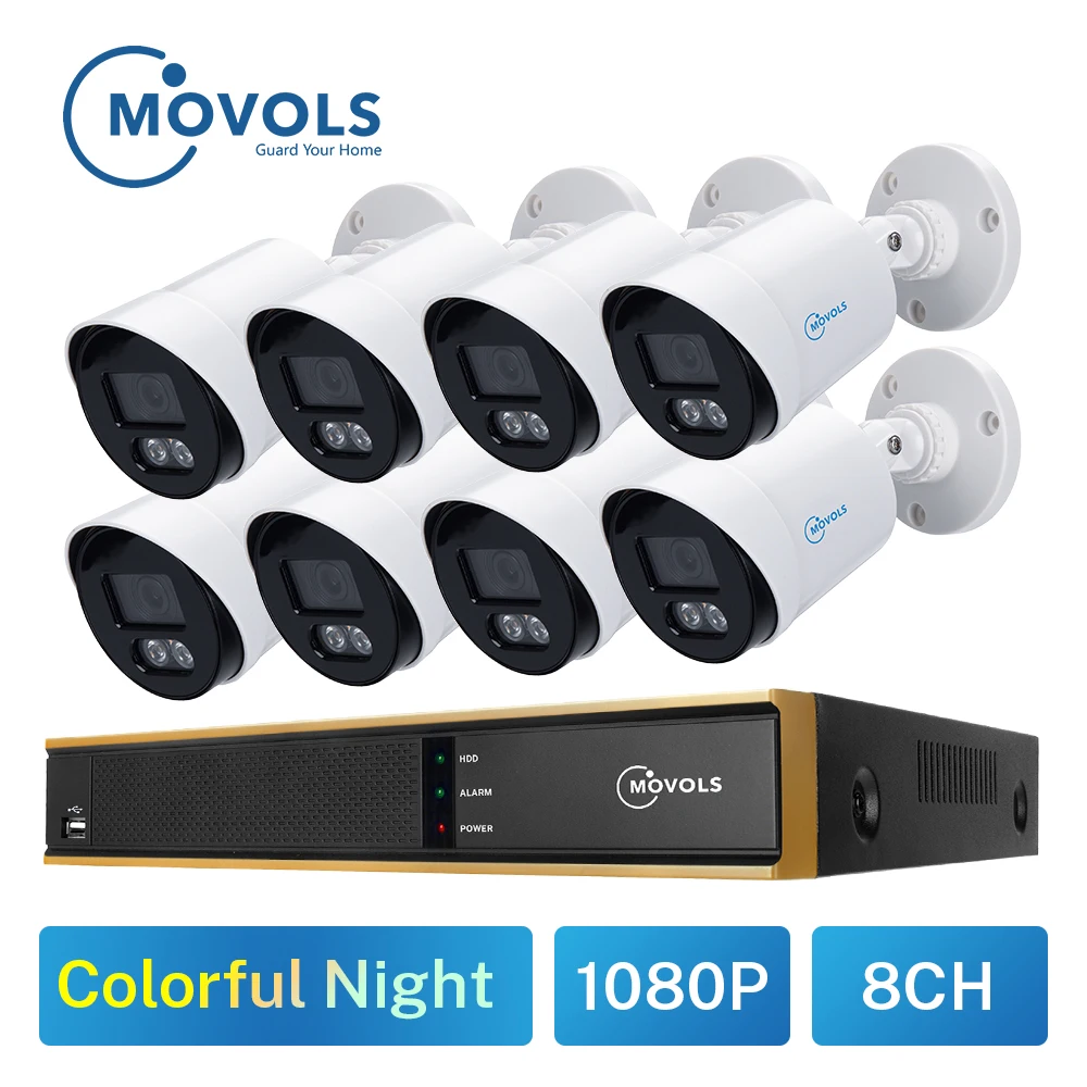MOVOLS система безопасности Видео 8x Красочные ночного видения 2MP HD