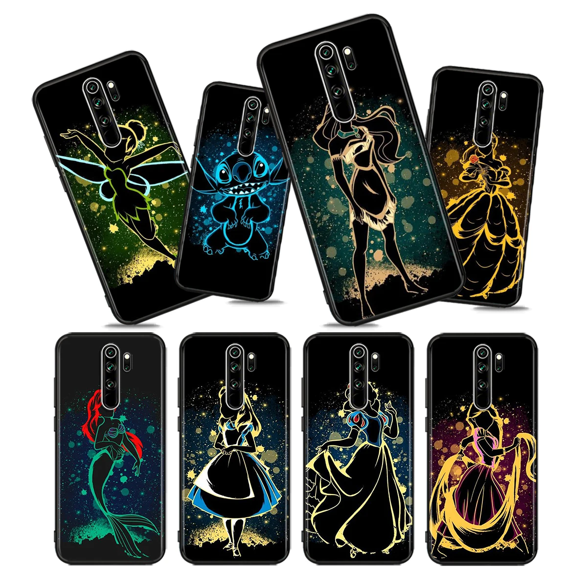 

Elsa Ariel Princess Soft TPU Cover For Xiaomi Redmi Note 10 10S 9T 9S 9 8T 8 7 6 5A 5 4 4X Prime Pro Max Black Phone Case