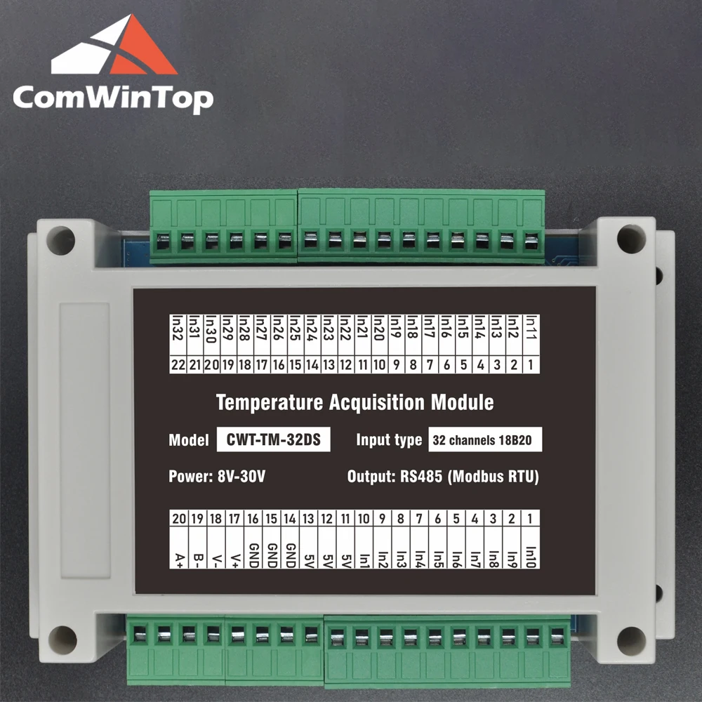 32-канальный модуль сбора температуры выхода Modbus Ds18B20 Rs485
