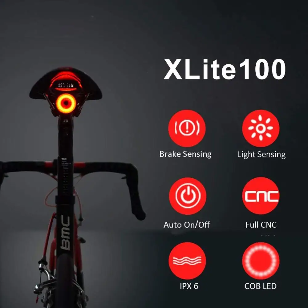 Задний фонарь XLite100 стоп сигнал для велосипеда зарядка через USB IPX6|Велосипедная