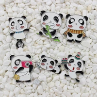 cute panda animal enamel brooch camera scarf cake funny panda sleeping birthday party badge punk lapel pin ladies hat decoration
