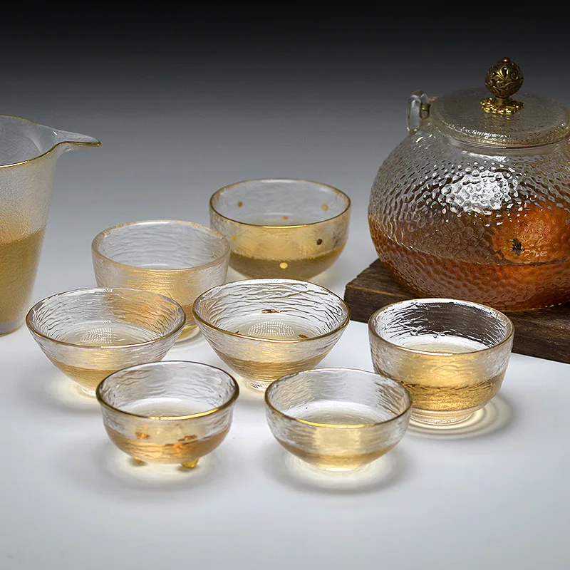 Японская шестиугольная чашка для чая мастер один стеклянный молоток узор