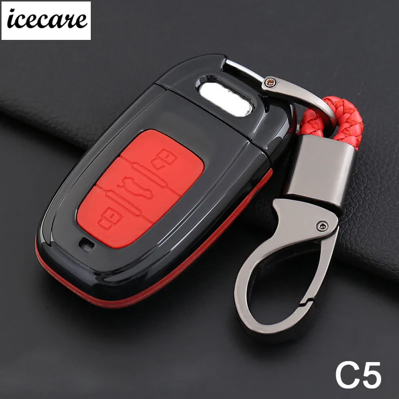 

ABS+Silicone Car Key Case Cover For Audi Key Case A3 A4 B7 B6 B8 A6 C5 C6 Q5 Q7 A4L Car Styling Key Ring Shell