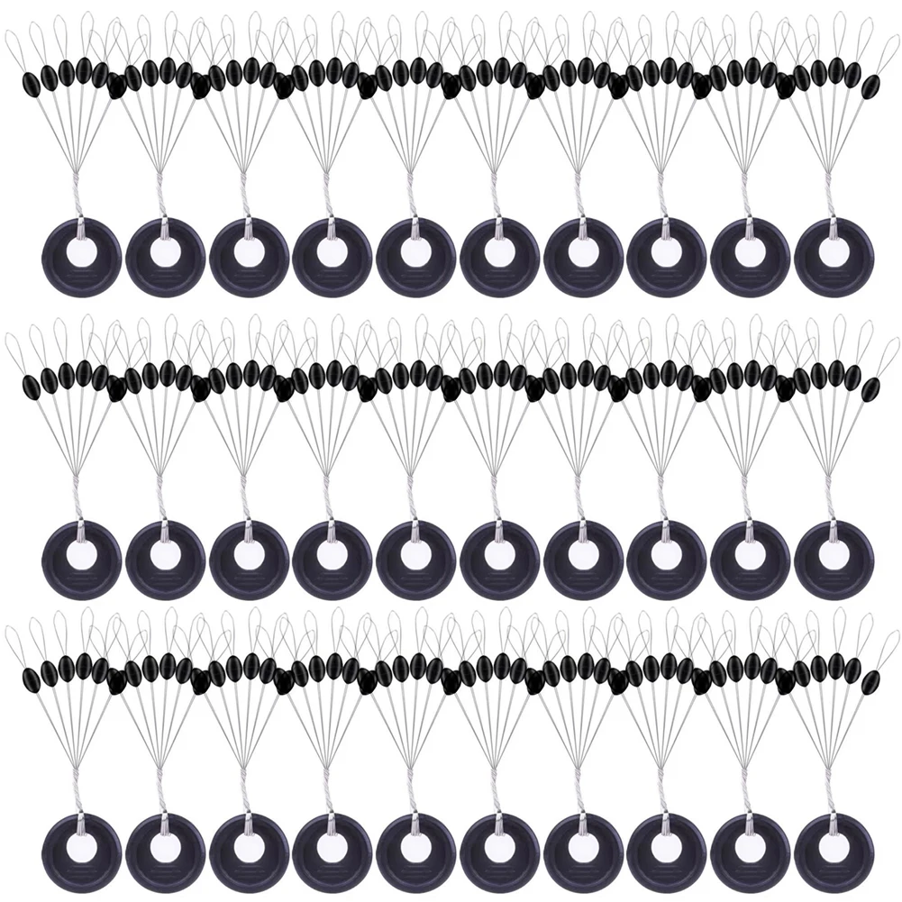 

180Pcs/30set/Lot Highly Commend S M L Black Rubber Space Beans Oval Stopper Fishing Bobber Float Catfish Flotador Fishing Float