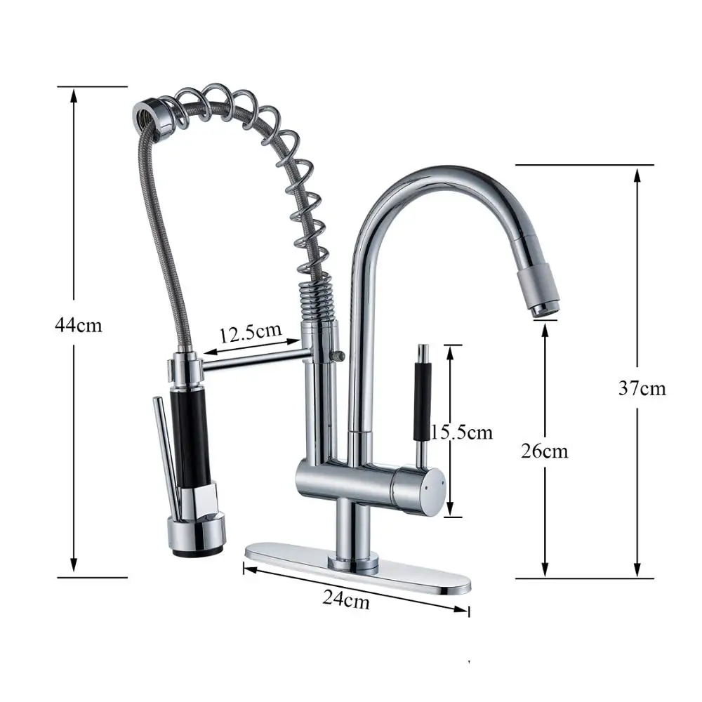 Хромированная отделка на бортике с одной ручкой кухонный пружинный смеситель