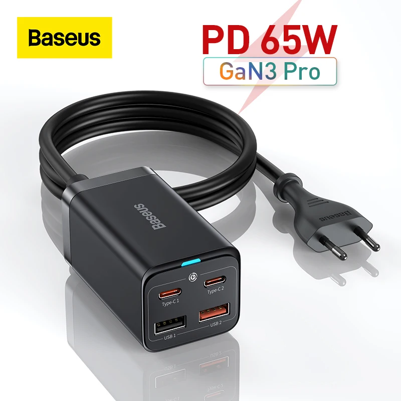 Baseus 65W GaN3 Pro USB Charger PD Fast Adaptor Desktop Quick For iPhone 12 13 11 Xiaomi Tablets Mobile Phone | Мобильные телефоны