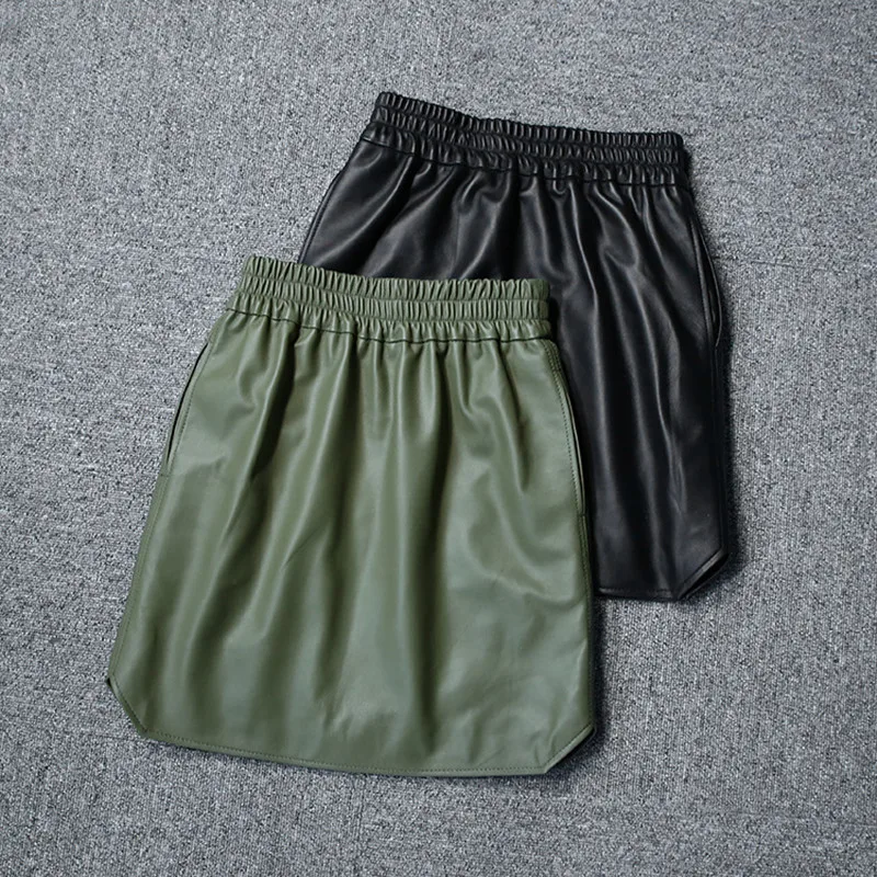 2021 Autumn  New Arrival Women Casual Genuine Leather Skirt