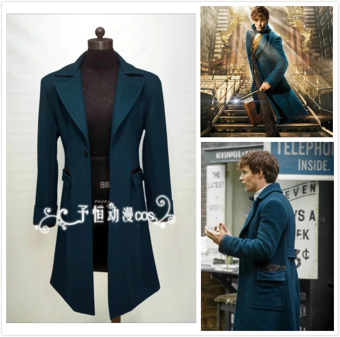 Костюм для косплея Newt Scamander синий Тренч с фантастическими зверями и где их найти