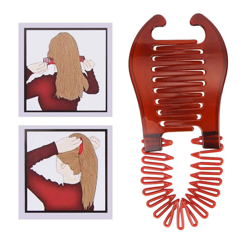 

Interlocking Combs Hairclip Vintage Style French Side Combs Holder Plastic Bendable Updo Hair Clip Elastics Ties