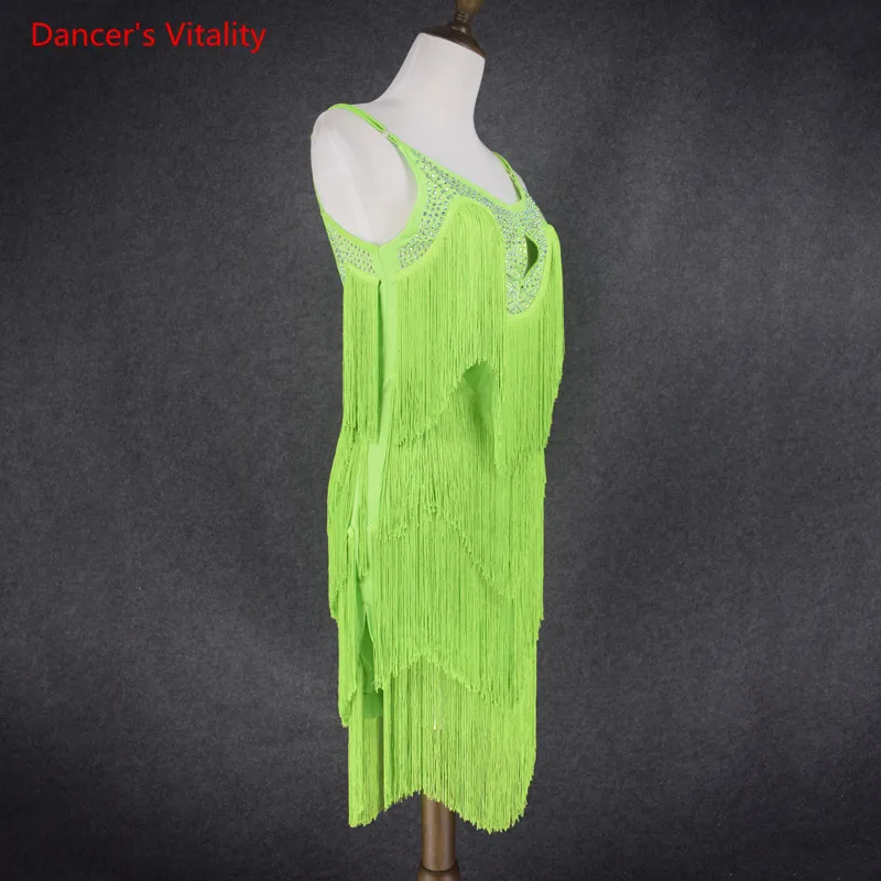 Sexy tassel dress latin dance clothes for women latin dance tassel sleeveless dress girls latin dance dress Cha-cha dance dress