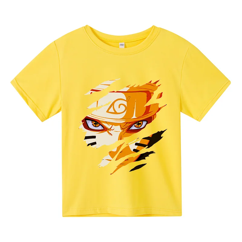 

2021 Summer Hot Game NARUTO Solid Color Children's T-shirt Fashion Slim Top O-neck Kids Short Shirt Baby Clothes T-shirt