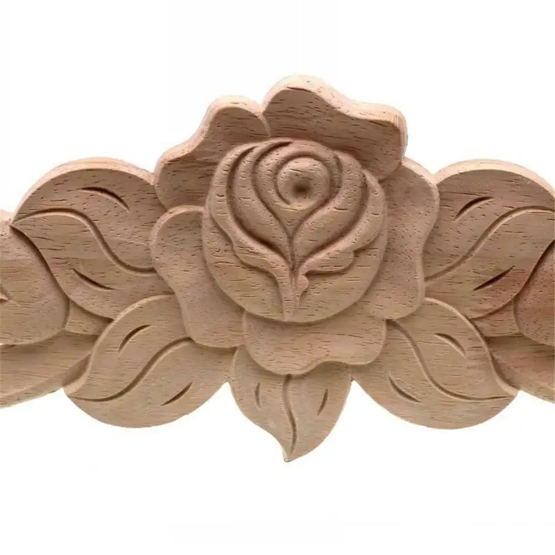 Прямоугольная резьба аппликации из натурального дерева для украшения мебели