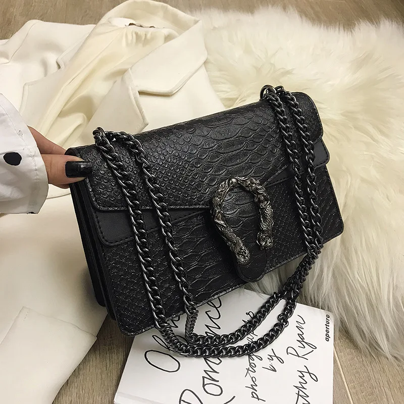 

2020 Women Fashion Crocodile Chain Shoulder Bag Retro Messenger Bag Designer Famous Brand Women Handbags 2020 Louis Clutch Purse