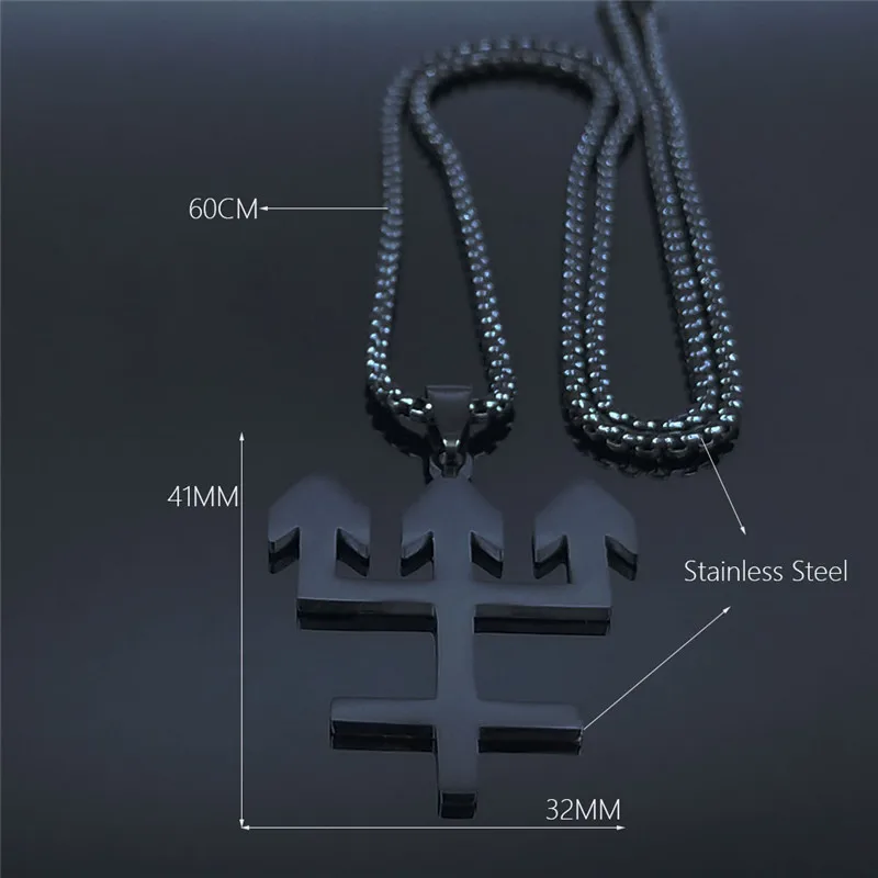 

2021 Trident Stainless Steel Necklaces for Men/Women Black Color Statement Necklace Jewelry acero inoxidable joyeria N1264S03