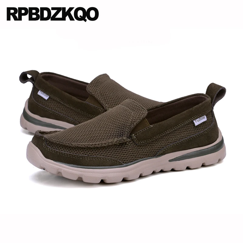 Sneakers Round Toe Comfort Skate Men Mesh Slip On Shoes Designer Trainers Plus Size 2021 Breathable Casual Navy Blue Fashion |