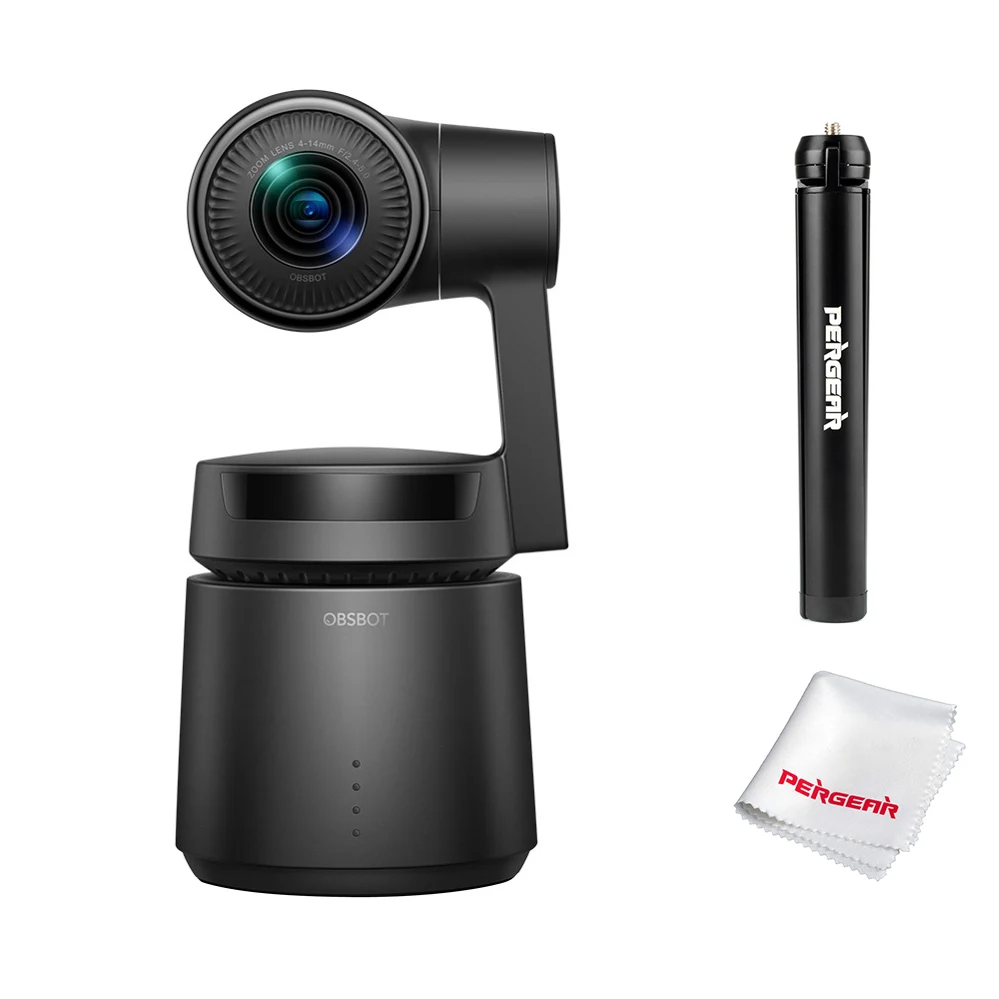 Black with Tripod OBSBOT хвост AI Камера отслеживания авто зум 3-осевому гидростабилизатору 4k 60fps авто зум робот трек селфи видео Камера для видео для Youtube - Цвет: Black with Tripod