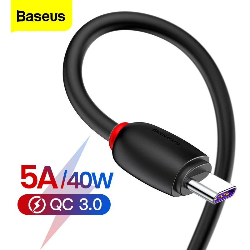 Baseus 5A USB Type C кабель для быстрой зарядки типа c Huawei Mate 20 P30 P20 Pro Lite Xiaomi mi 9 Samsung