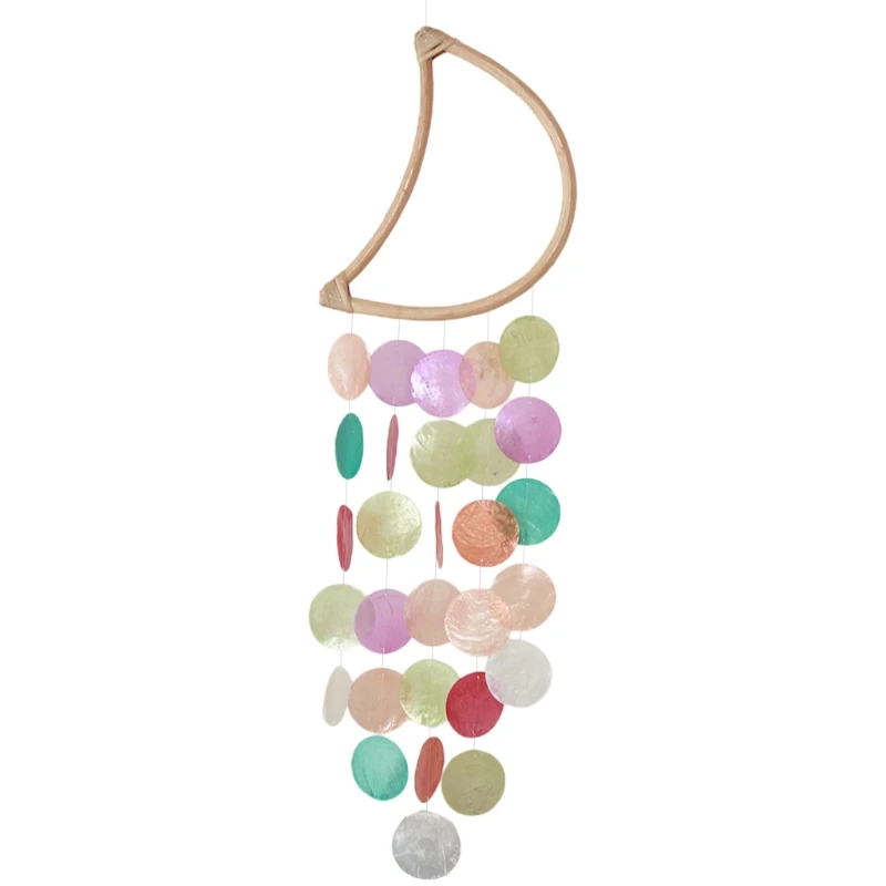 

T5EC Shell Moon Wind Chime Room Decoration Nordic Home Office Kids Room Nursery Decor Hanging Windchimes Wall Pendant Creative