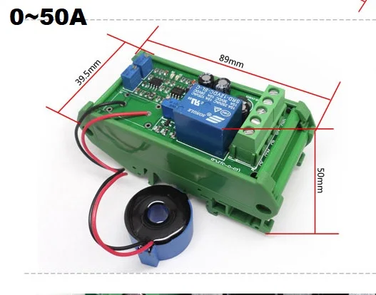 0-50A with base Модуль датчика переменного тока 0-5A 10A 20A 50A 100A до 0-5 в полный диапазон линейный выход Регулируемый переключатель реле на пороге - Цвет: 0-50A with base