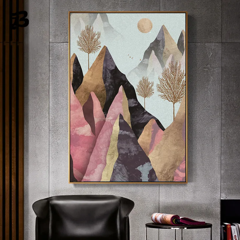 

Modern Landscape Oil Painting Style Sunrise Sunset Moon Sun for Living Room Animal Print Wall Painting Picture Poster and Prints