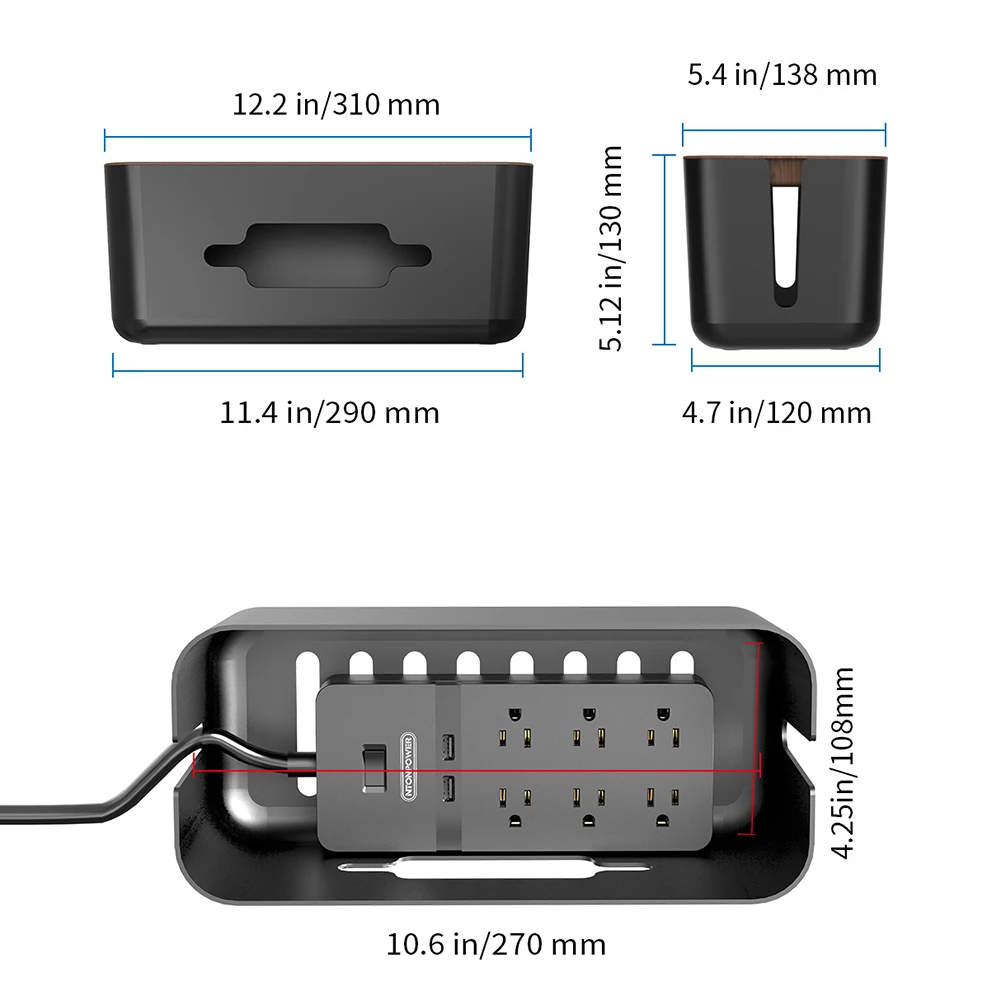 Блок управления кабелями питания NTON пластиковый ящик для хранения кабеля с