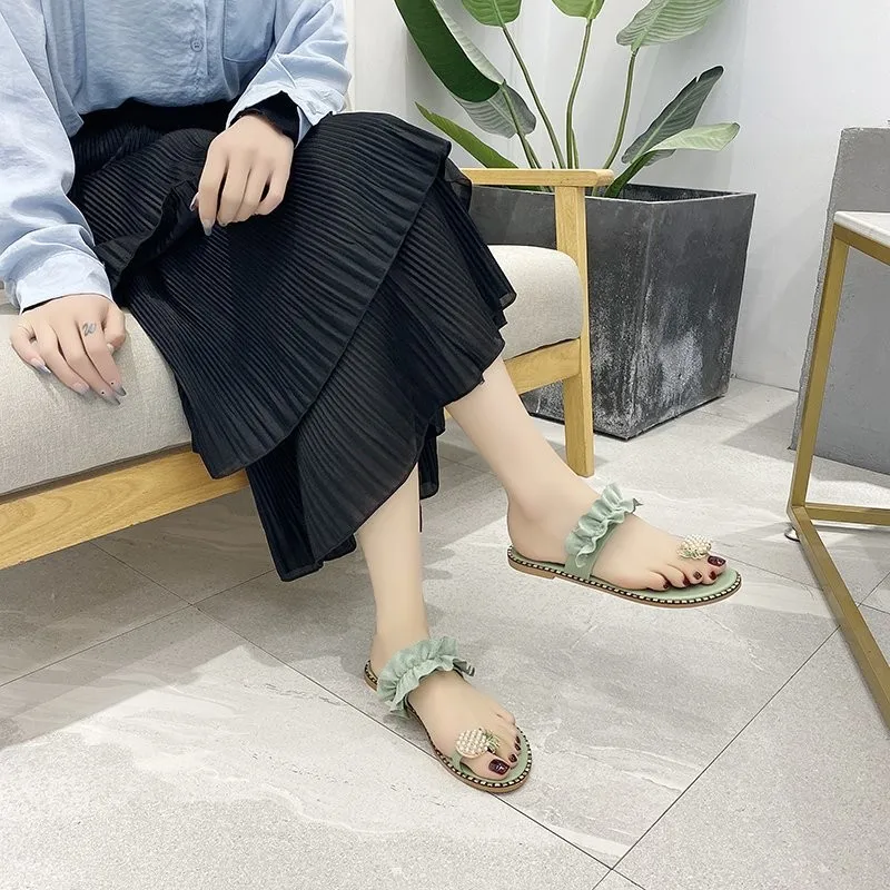 Новинка в Корейском стиле С круглым носком Босоножки с открытым чистый красный