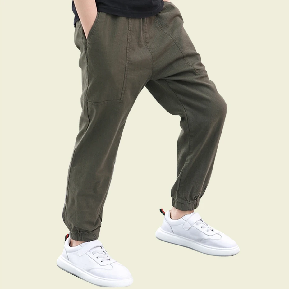 Штаны для мальчиков однотонные повседневные брюки Модные узкие детские Осенняя