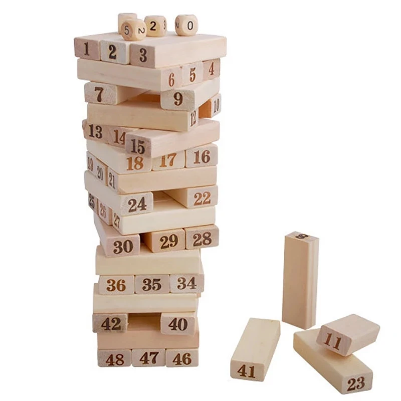 

48pcs/set Folds High Jenga Education Board Game Family/Party Best Gift for Children Building Blocks Wooden Party Game Fun Toys