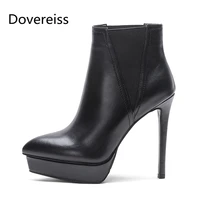 dovereiss fashion womens shoes winter concise pure color platform new sexy new stilettos heels pointed toe ankle boots 33 41