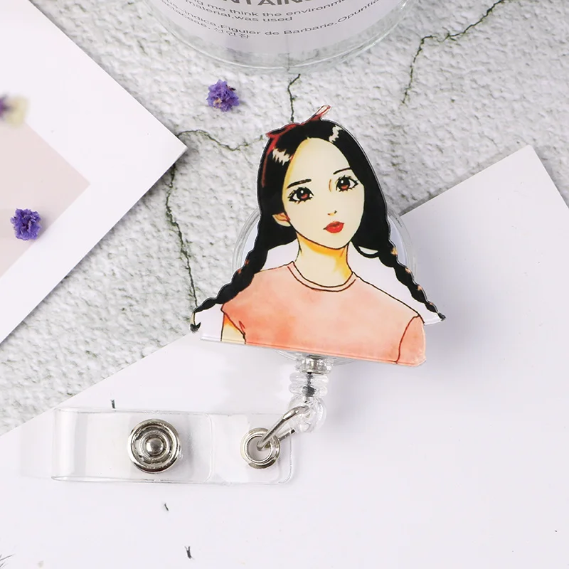 Мультфильм выдвижной брелок для ключей медсестры рабочие держатель карт