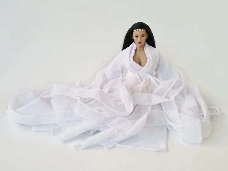 1/6 Ancient costumes of female soldiers white and light ancient dresses suitable for steel bones big breasts plastic body | Игрушки и