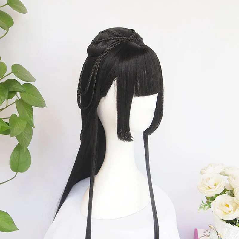 Винтажный парик в китайском старинном стиле длинный прямой черный для