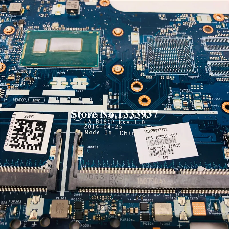 

For HP 450 G2 440 G2 Laptop Motherboard ZPL40/ZPL50/ZPL70 LA-B181P 768058-601 768058-501 768058-001 SR1EF i5-4210 Mainboard