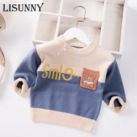 1t 5t autumn winter 2021 baby boys sweater children knitted clothes spliced letter kids pullover jumper toddler coat sweaters