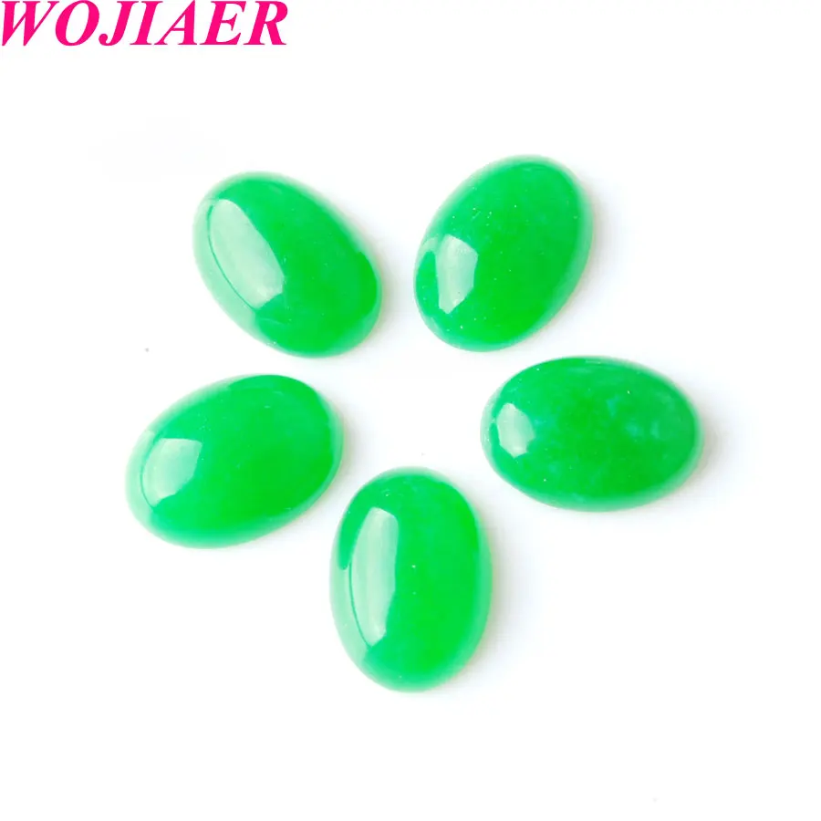 

Бусины WOJIAER из натурального камня для изготовления ювелирных изделий, 10 шт., кабошон без отверстия, 13x18x6 мм, драгоценный камень, зеленый нефри...