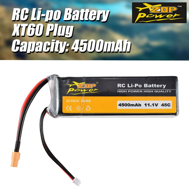 

ZOP Power 11,1 В 45C 4500 мАч 3S Lipo батарея XT60 вилка перезаряжаемая батарея для RC гоночного дрона квадрокоптера вертолета автомобиля лодки