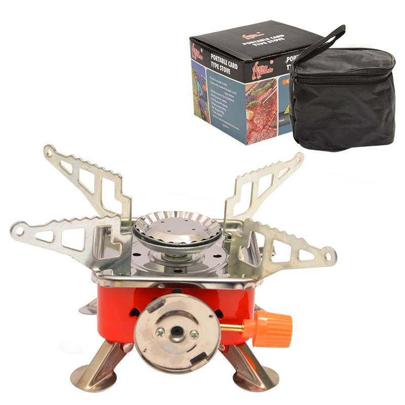

Outdoor mini portable foldable square stove camping picnic long gas tank stove head cookout self driving fishing stove