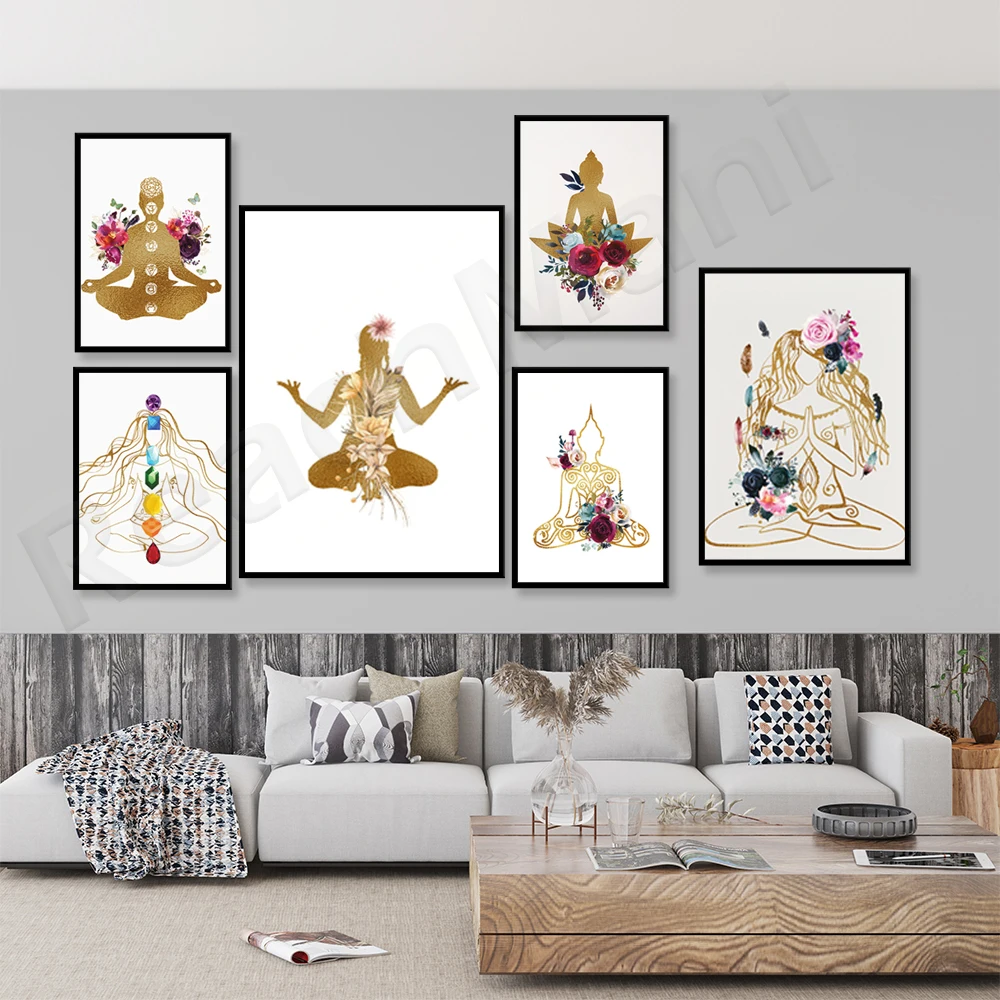 

Buddha Meditation Spiritual Prints, Seven Chakra Meditation Prints, Meditation Buddha Lotus Pose, Mandala Body Namaste Zen Spiri
