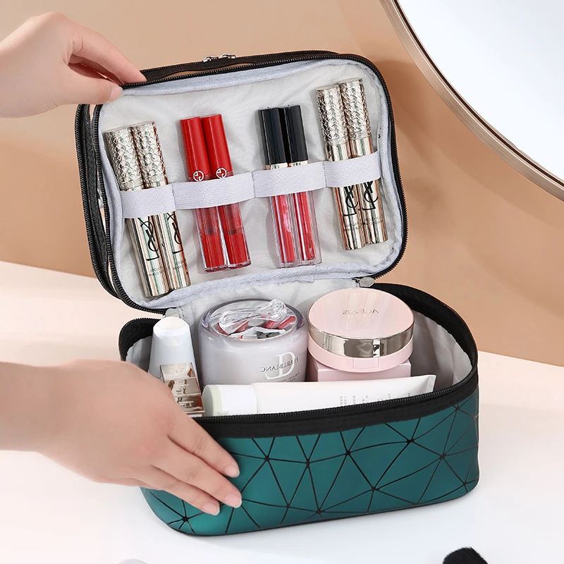 Multifunction Double Transparent Cosmetic Bag Women Make Up Case Big Capacity Travel Makeup Organizer Toiletry Beauty Storage images - 6