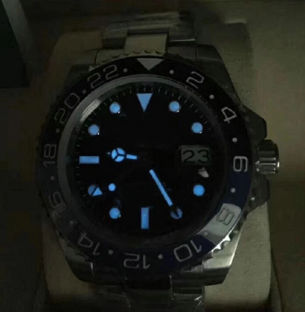 

New Mens GMT Black Blue Red Ceramic Bezel Mechanical Stainless Steel 2813 Automatic Mechanical Bracelet Master Watch