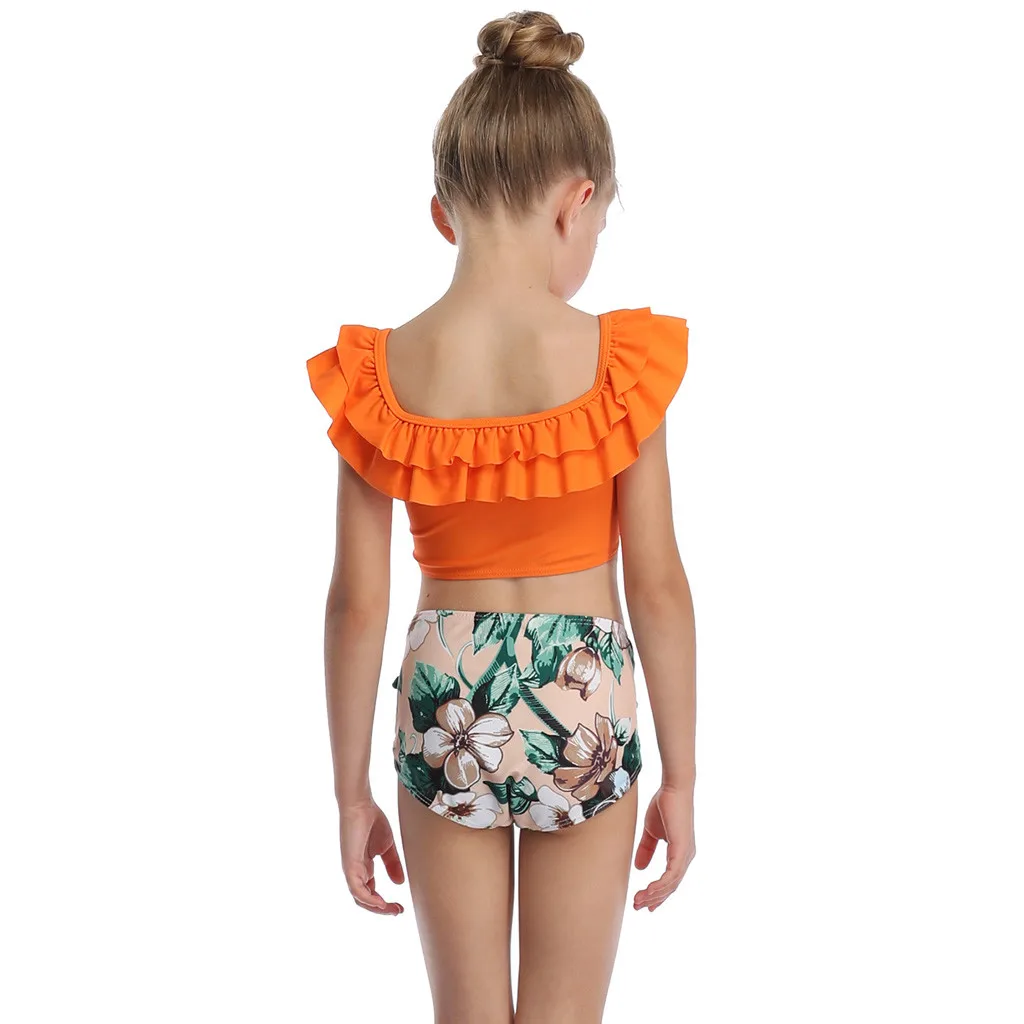 Летний купальник-бикини с цветочным принтом для маленьких девочек комплект из