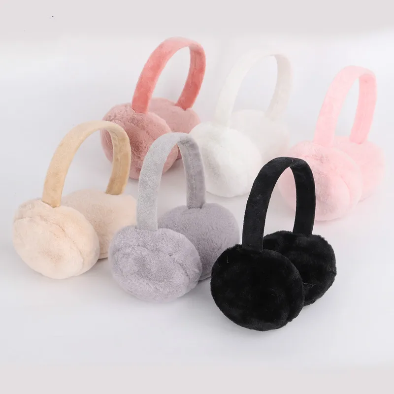 

New Fur Solid Color Ladies Earmuffs Autumn and Winter Warm and Comfortable Unisex Skiing Fur Headphones Casque Antibruit Cute