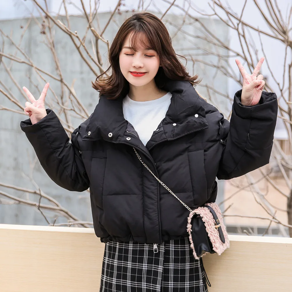 Осень и зима Новый пуховик женский короткий хлеб сервис свободный большой размер