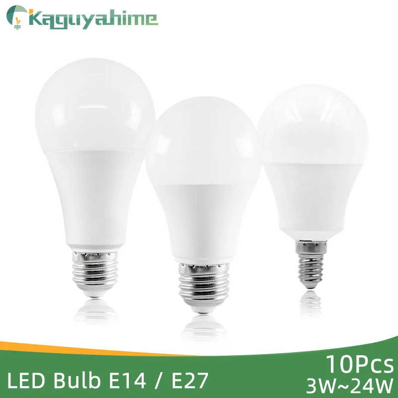 

Kaguyahime LED E27 LED Light E14 10Pcs LED Bulb 220V 240V 24W 20W 15W 12W 9W 6W LED Spotlight Lamp Bombilla Lighting Lampada