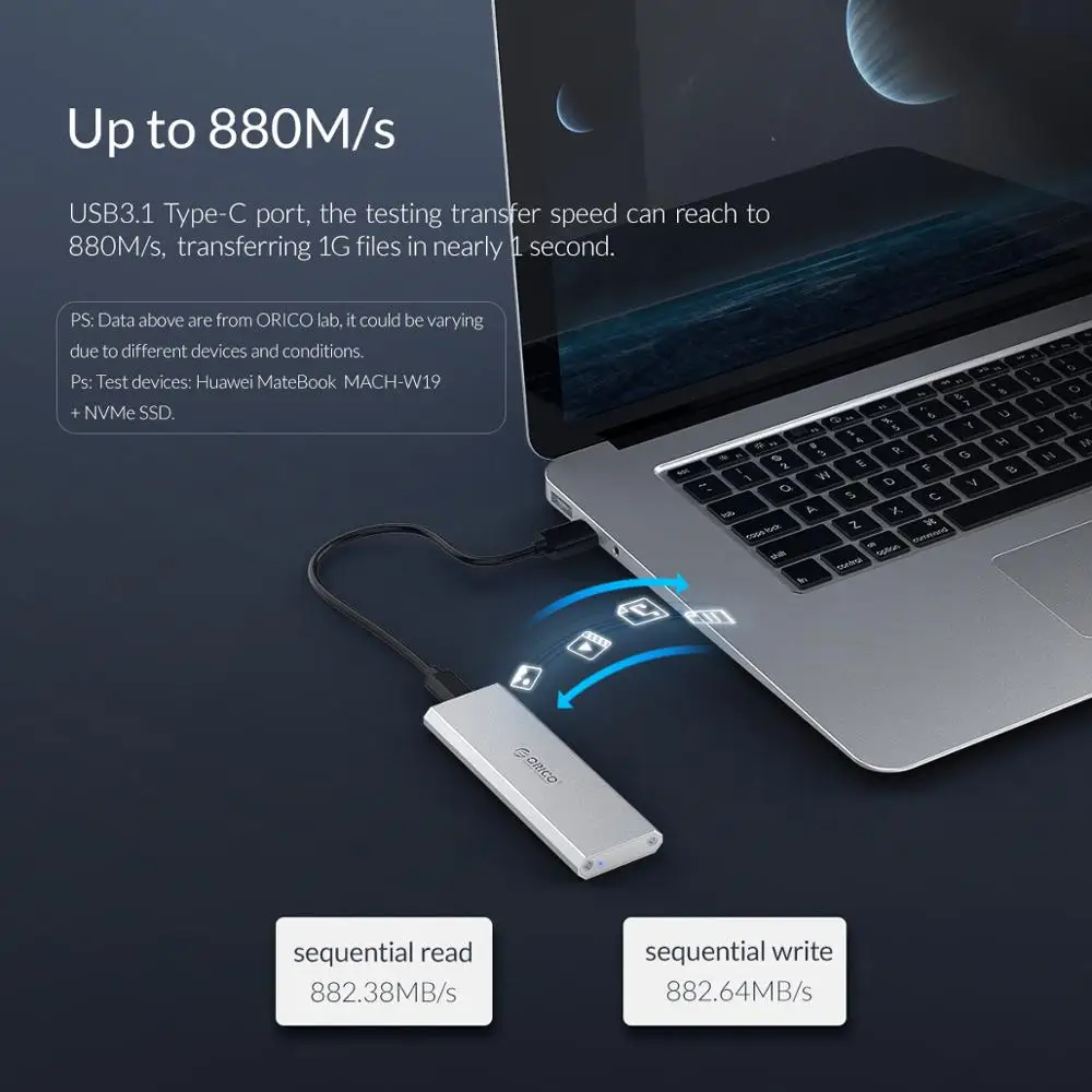 Корпус ORICO NVME M.2 к USB Type C 3 1 SSD адаптер M2 Чехол Поддержка UASP 10 Гбит/с для PCIE дисковая