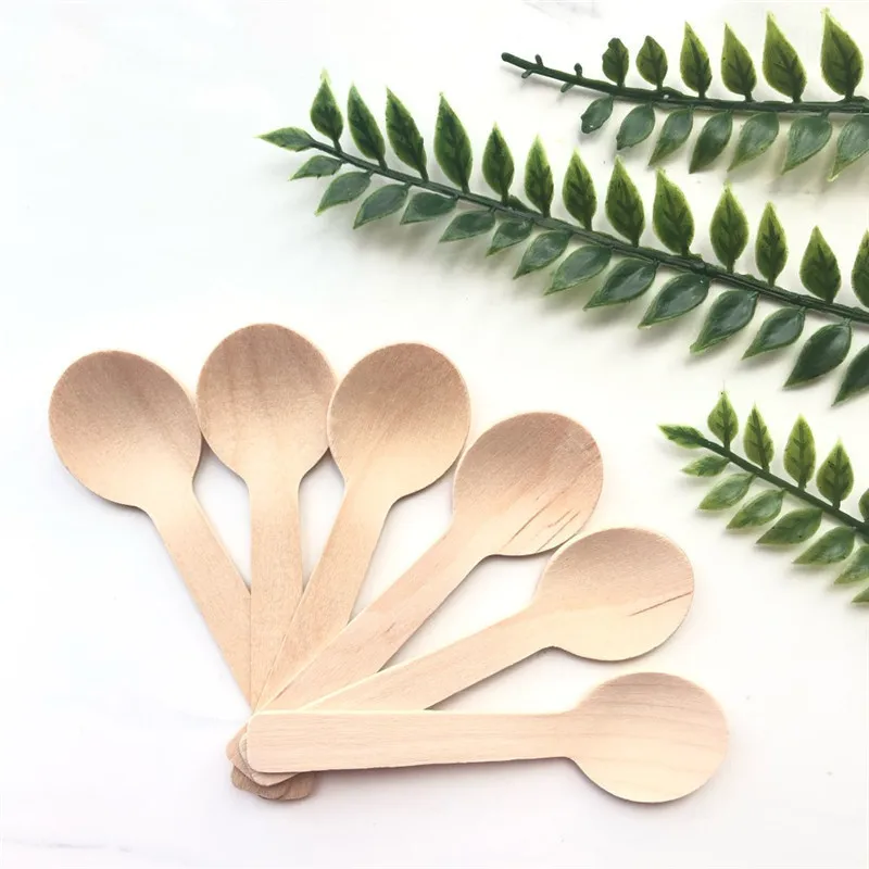 Одноразовая деревянная ложка мини-ложка для мороженого десертная Западная