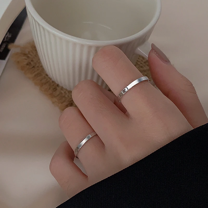 Фото Серебро 925 пробы серебро простой браслет кольцо для Для женщин 2020 Новый Мода