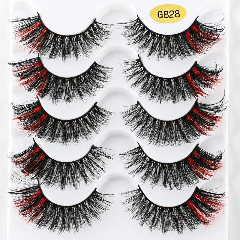 

5 pairs Colored Lashes Color 3D False Eyelashes Natural Long Colorful Eyelashes Dramatic Makeup Fake Lash Party Colored Lash New